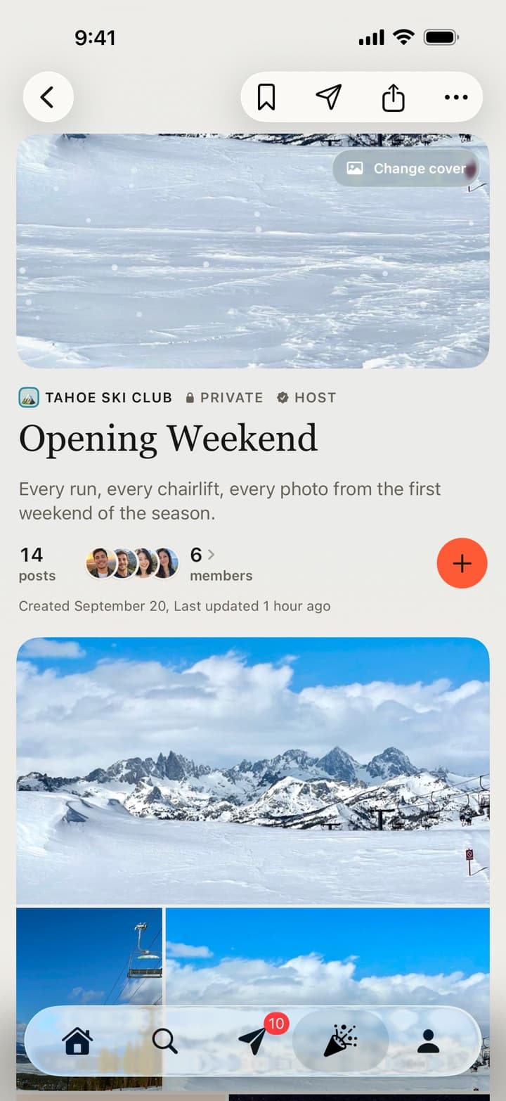 The Tahoe Ski Club’s Opening Weekend board in Passboards, with photos from six members